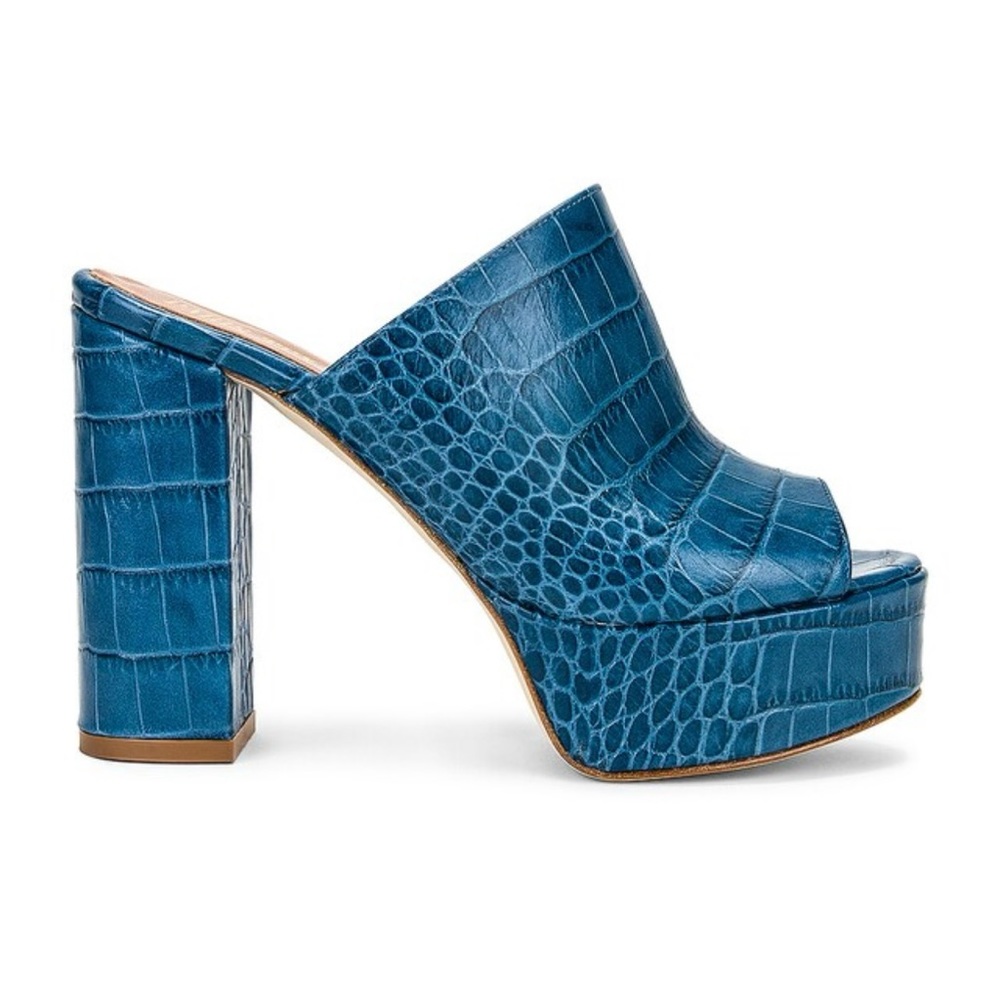 Paris Texas Platform Croco Embossed Mule